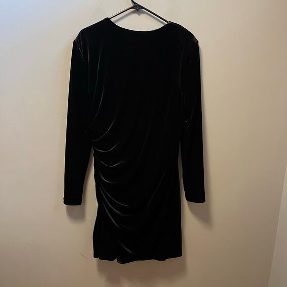 Alex Marie Nikki Stretch‎ Velvet Surplice V-Neck Long Sleeve Ruched Dress 16 New - Picture 5 of 8